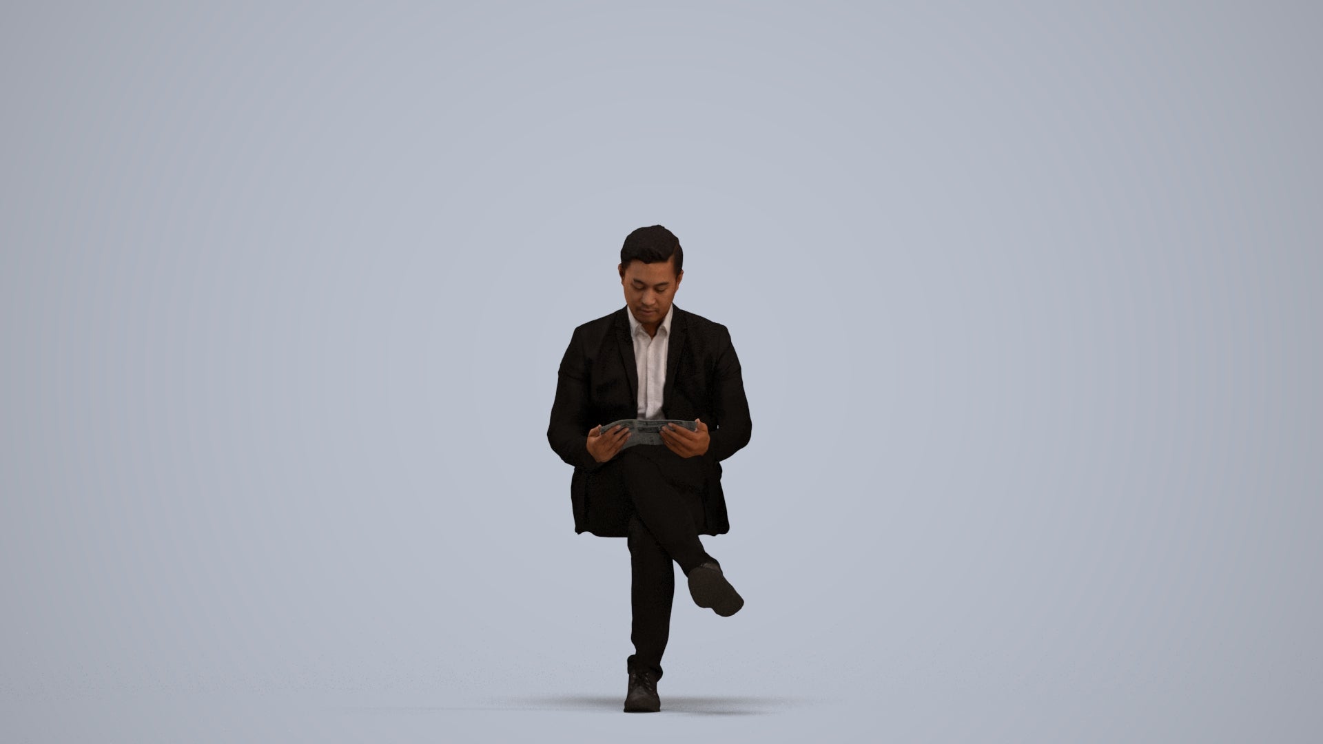 scanned 3D man business, photogrammetry people for Enscape and V-Ray, standing pose render