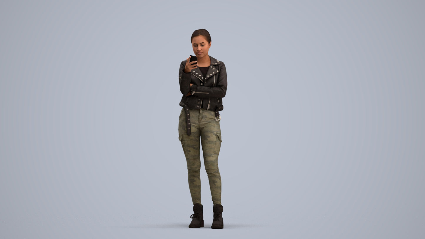 photogrammetry 3D woman casual standing, realistic human model archviz FBX, standing pose render