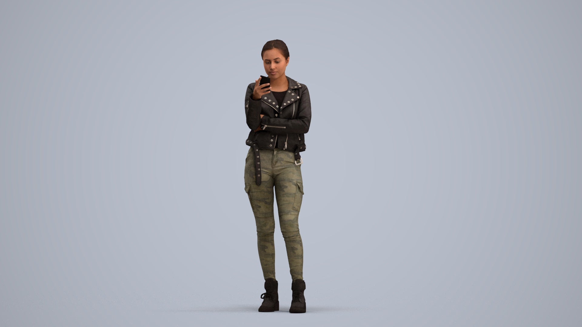 photogrammetry 3D woman casual standing, realistic human model archviz FBX, standing pose render