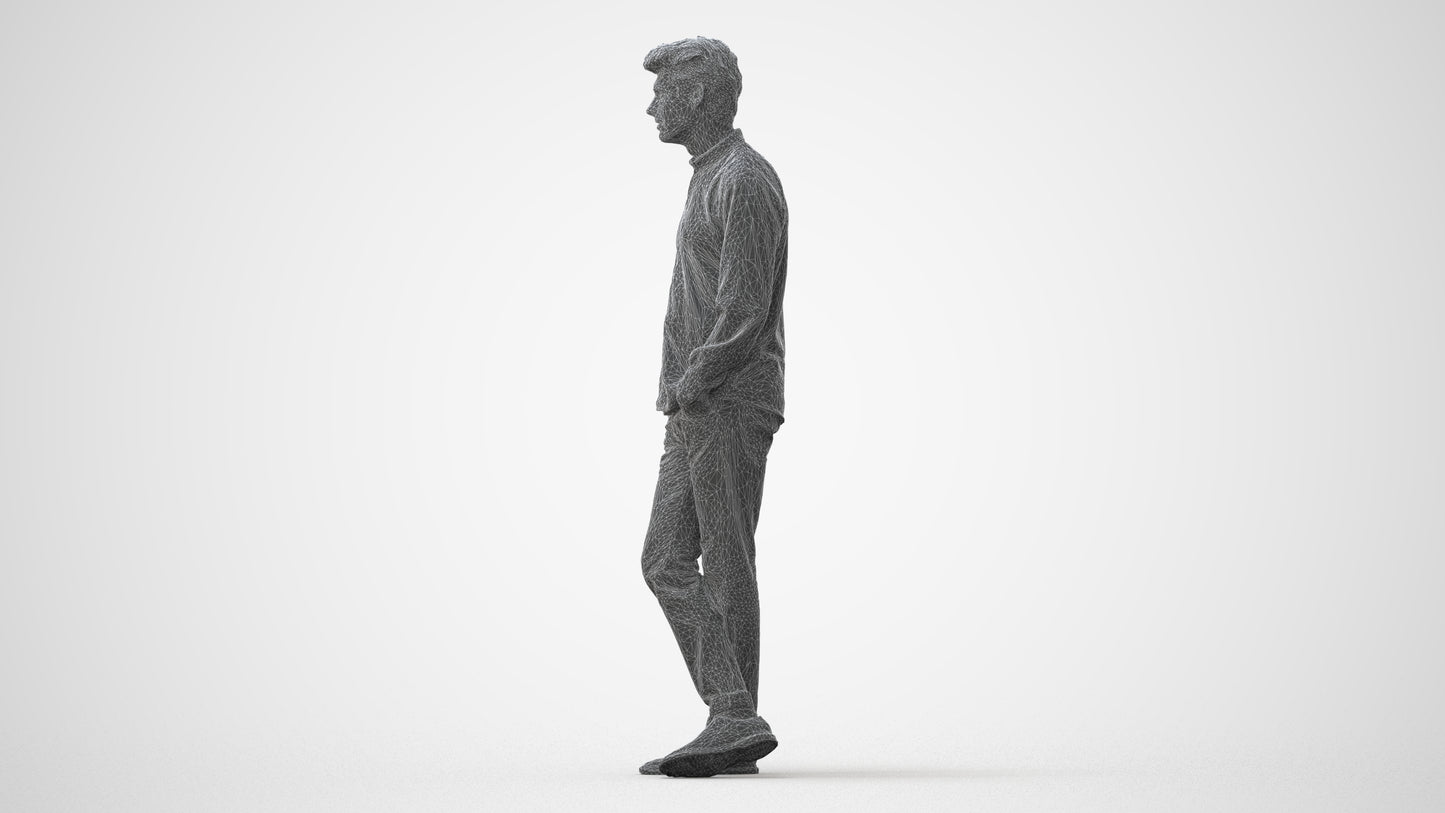 3D people model man casual standing, scanned human for 3ds Max rendering, square thumbnail
