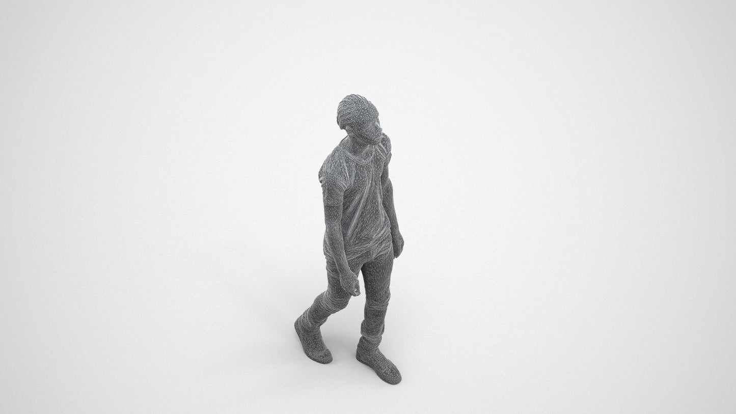 realistic 3D people boy casual kids, render-ready for V-Ray and Corona, FBX OBJ, wireframe three-quarter view