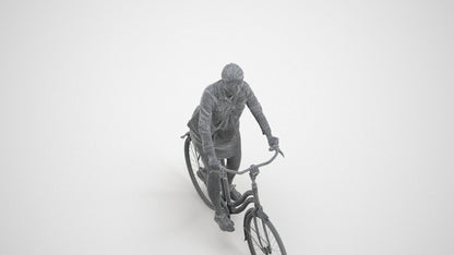 realistic 3D people woman casual cycling, render-ready for V-Ray and Corona, FBX OBJ, wireframe three-quarter view