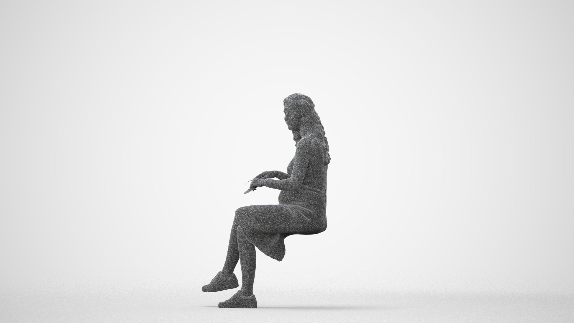 3D people model woman casual sitting, scanned human for 3ds Max rendering, square thumbnail