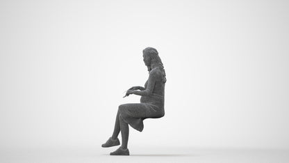3D people model woman casual sitting, scanned human for 3ds Max rendering, square thumbnail