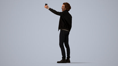 3D people model man casual standing, scanned human for 3ds Max rendering, three-quarter view render