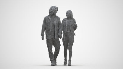 3D human model woman casual shopping, photogrammetry scanned person for archviz, three-quarter front view render