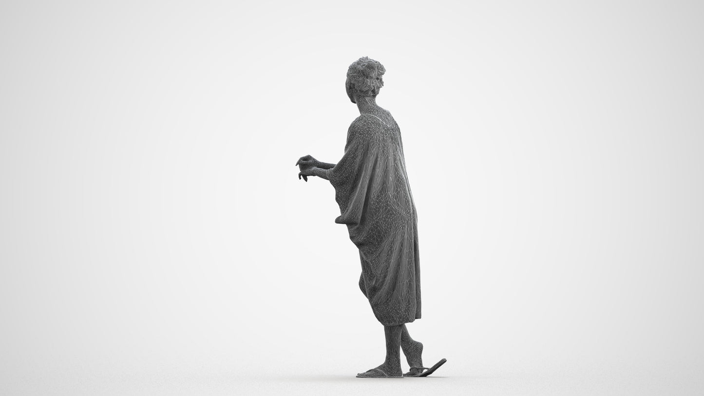 photogrammetry 3D woman casual walking, realistic human model archviz FBX, wireframe front view
