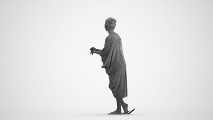photogrammetry 3D woman casual walking, realistic human model archviz FBX, wireframe front view