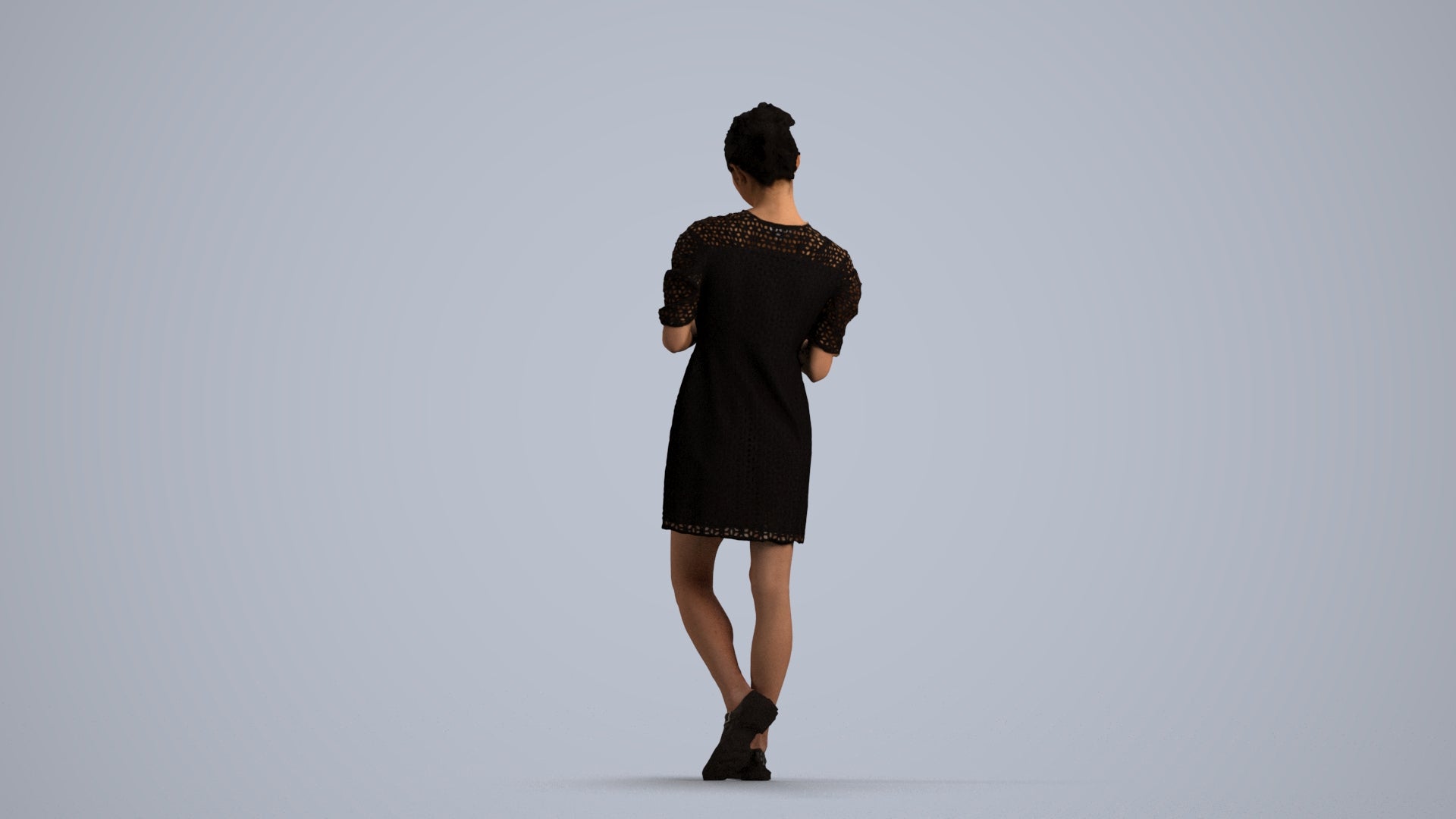 realistic 3D human woman business walking, archviz people FBX OBJ for Blender, front view render