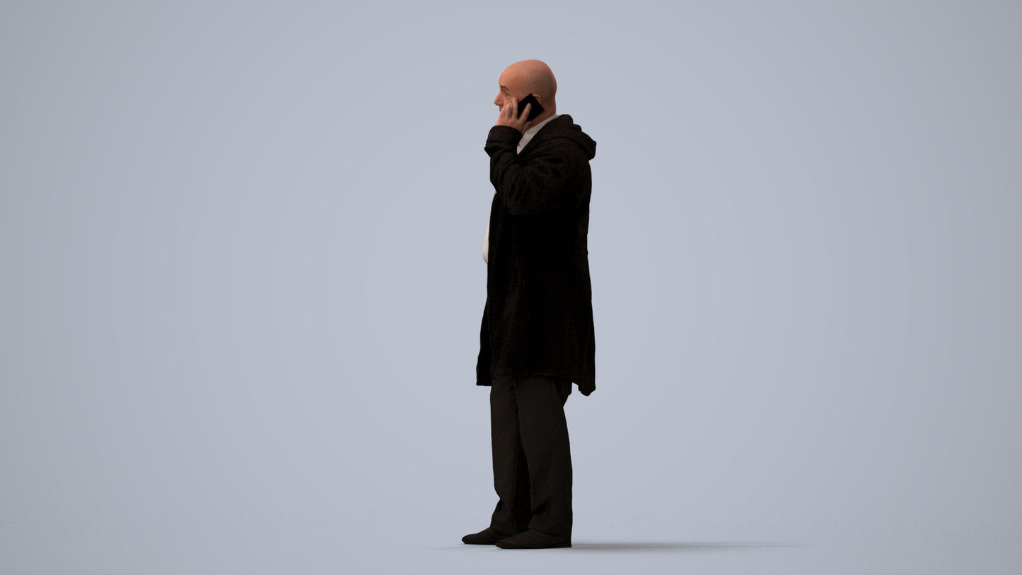 realistic 3D people senior man business standing, render-ready for V-Ray and Corona, FBX OBJ, three-quarter view render