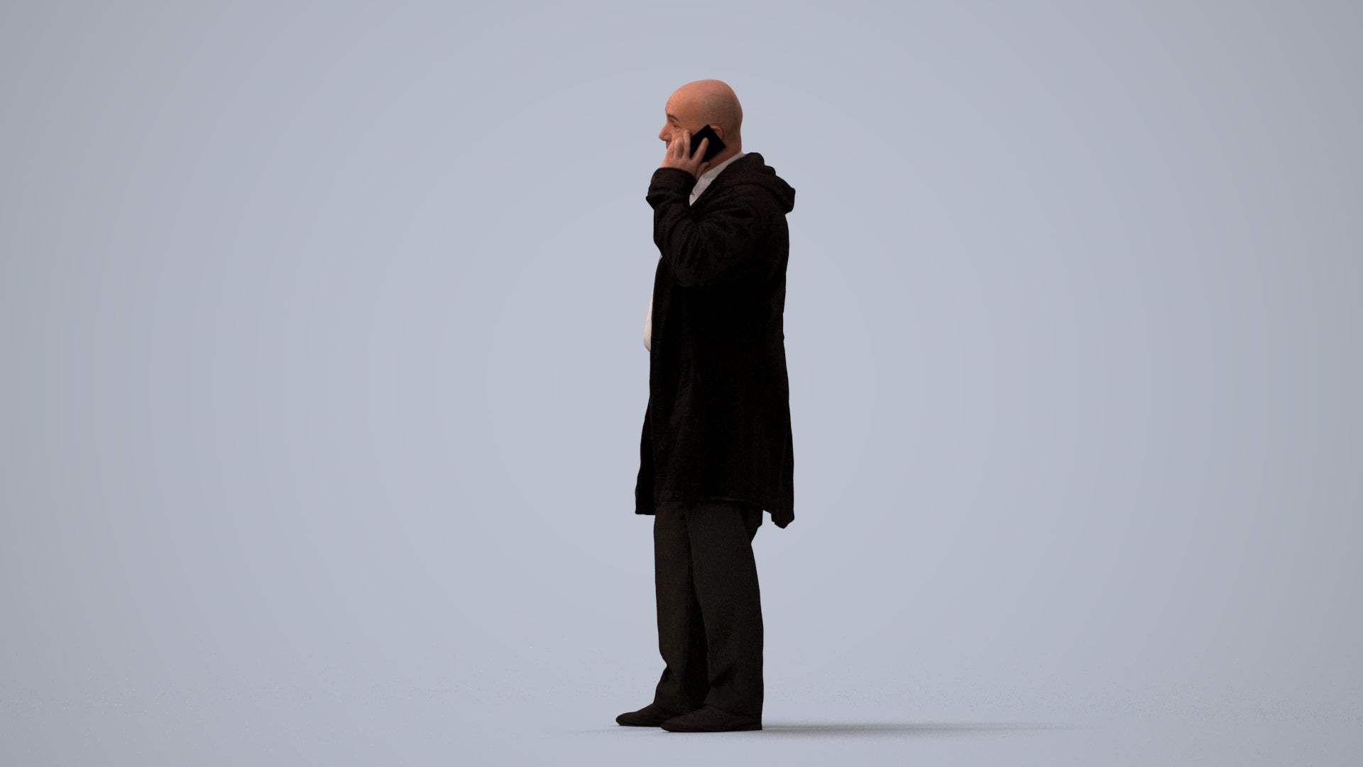 realistic 3D people senior man business standing, render-ready for V-Ray and Corona, FBX OBJ, three-quarter view render