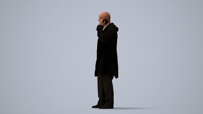 realistic 3D people senior man business standing, render-ready for V-Ray and Corona, FBX OBJ, three-quarter view render