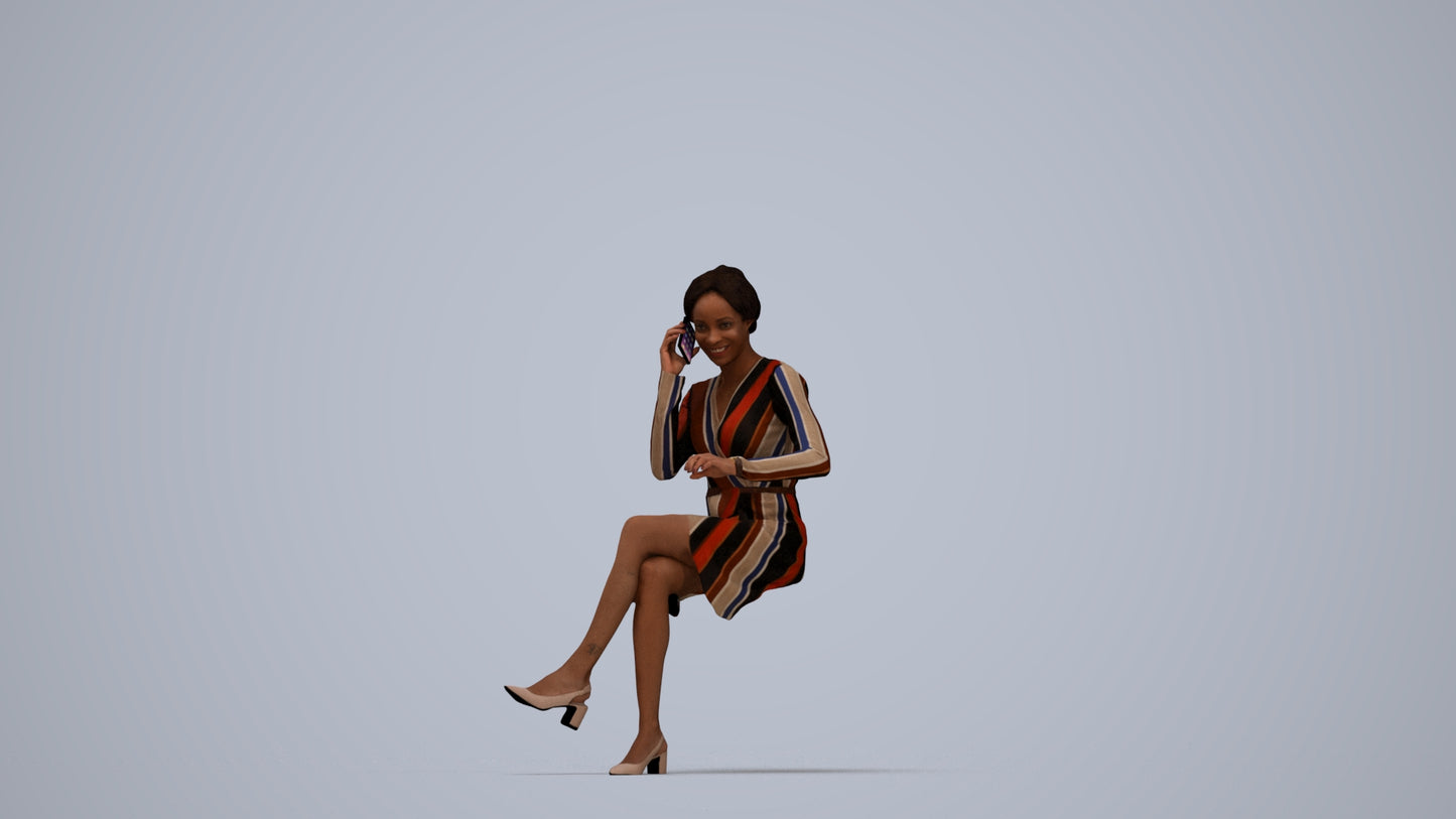 photogrammetry 3D woman casual business, realistic human model archviz FBX, top-down view render
