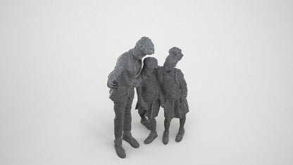 3D people model boy kids, scanned human for 3ds Max rendering, wireframe three-quarter view
