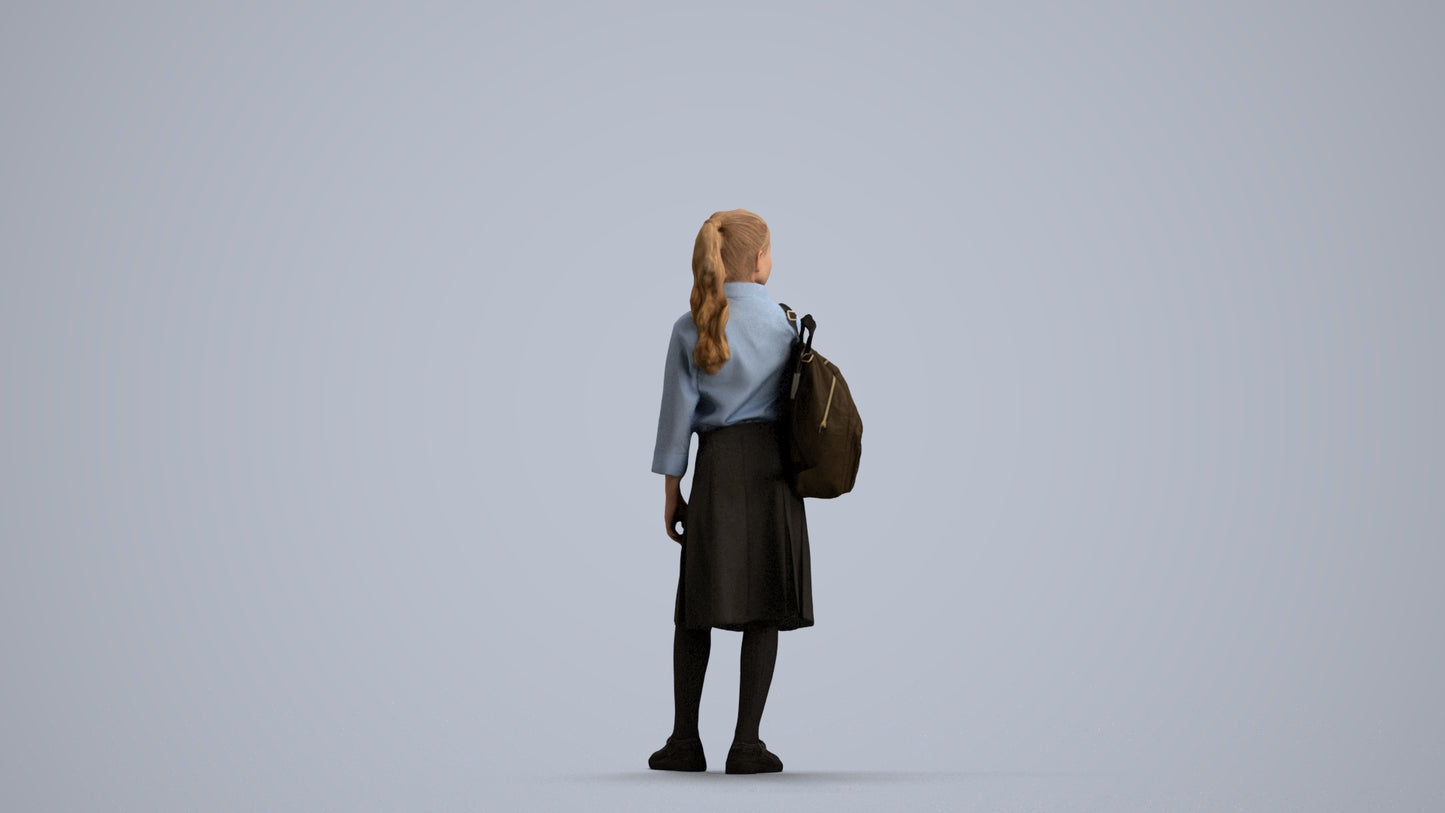 3D scanned woman kids, photorealistic archviz people for Enscape and SketchUp, front view render
