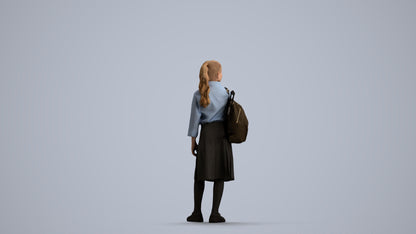 3D scanned woman kids, photorealistic archviz people for Enscape and SketchUp, front view render