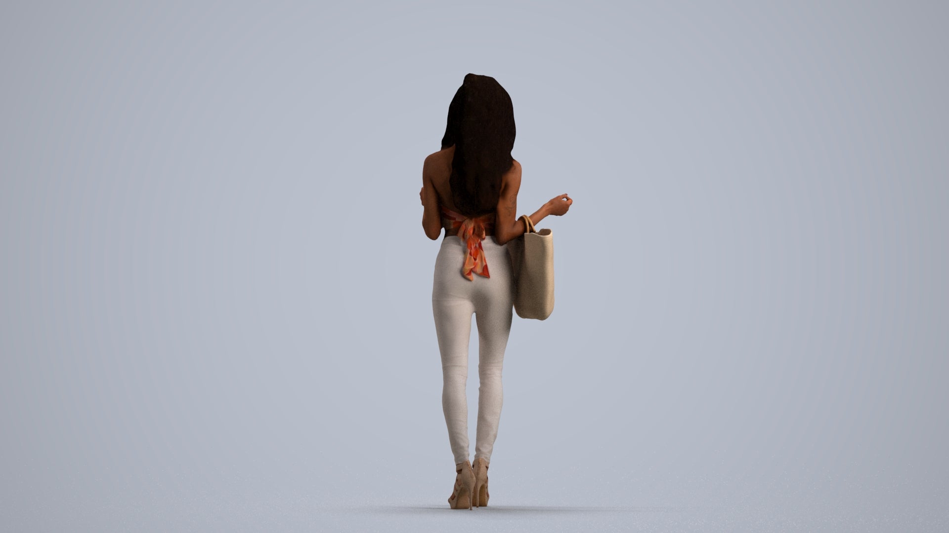 photogrammetry 3D woman casual walking, realistic human model archviz FBX, front view render