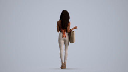 photogrammetry 3D woman casual walking, realistic human model archviz FBX, front view render