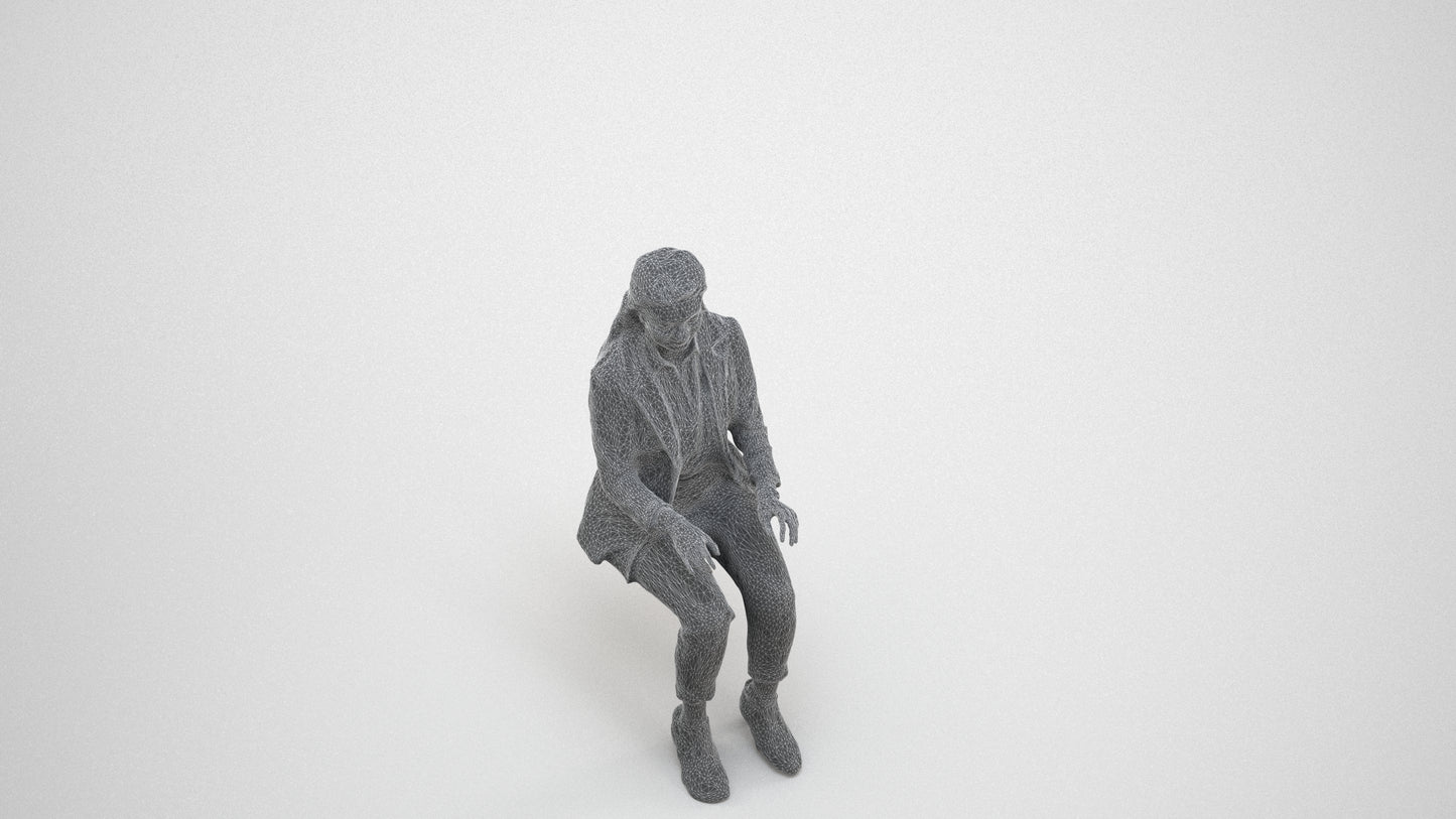 scanned 3D woman business, photogrammetry people for Enscape and V-Ray, wireframe three-quarter view