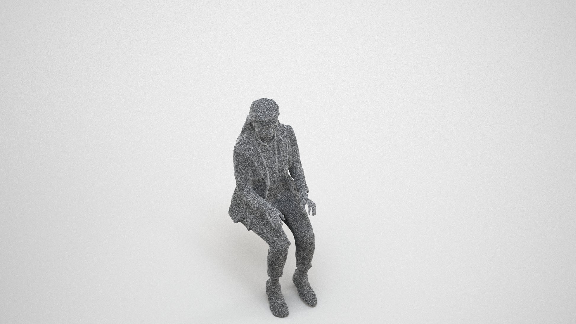 scanned 3D woman business, photogrammetry people for Enscape and V-Ray, wireframe three-quarter view