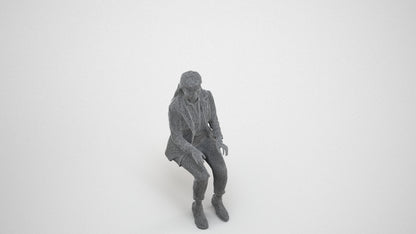 scanned 3D woman business, photogrammetry people for Enscape and V-Ray, wireframe three-quarter view