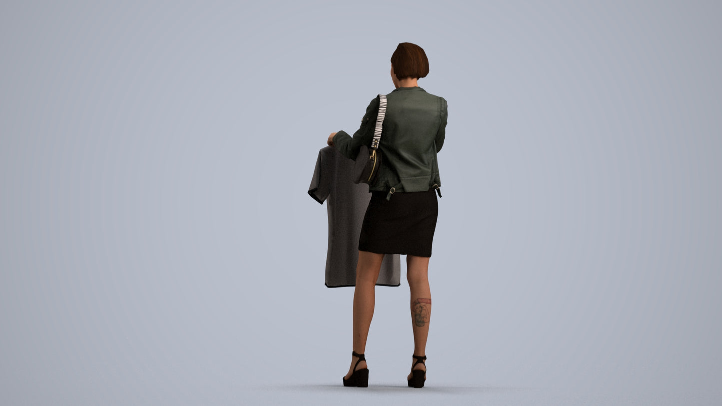 realistic 3D people woman casual mix, render-ready for V-Ray and Corona, FBX OBJ, front view render