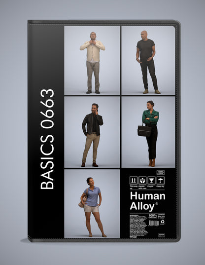 realistic 3D humans standing pack, 5 archviz people FBX OBJ for Blender