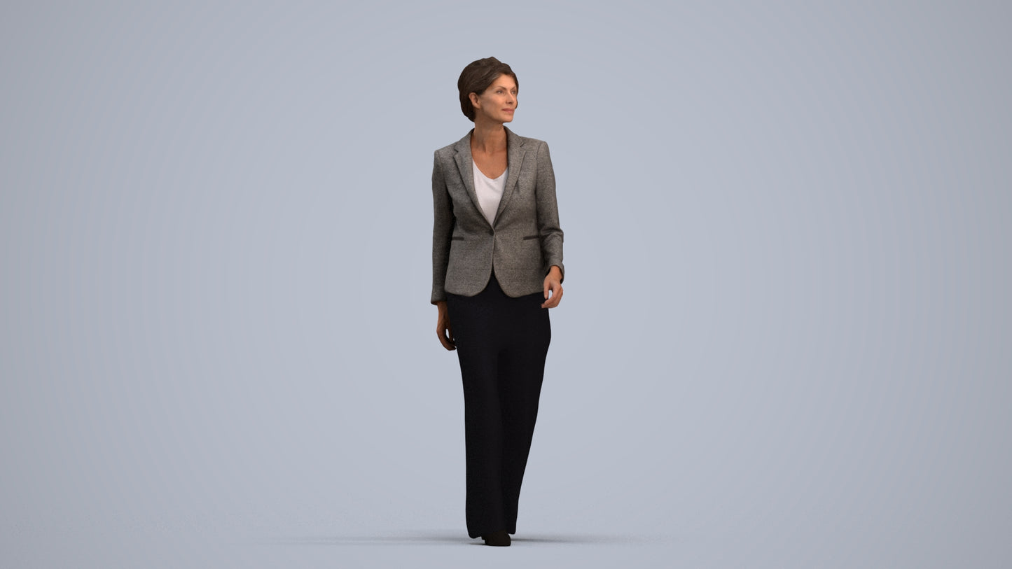 photogrammetry 3D woman business, realistic human model archviz FBX, standing pose render