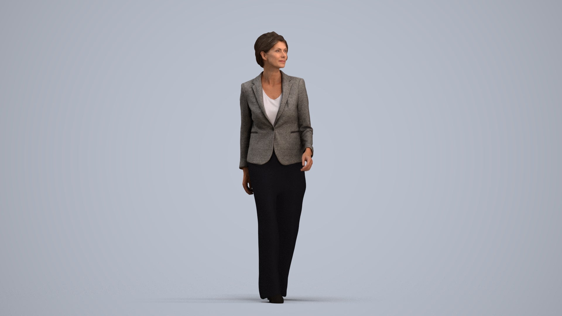 photogrammetry 3D woman business, realistic human model archviz FBX, standing pose render