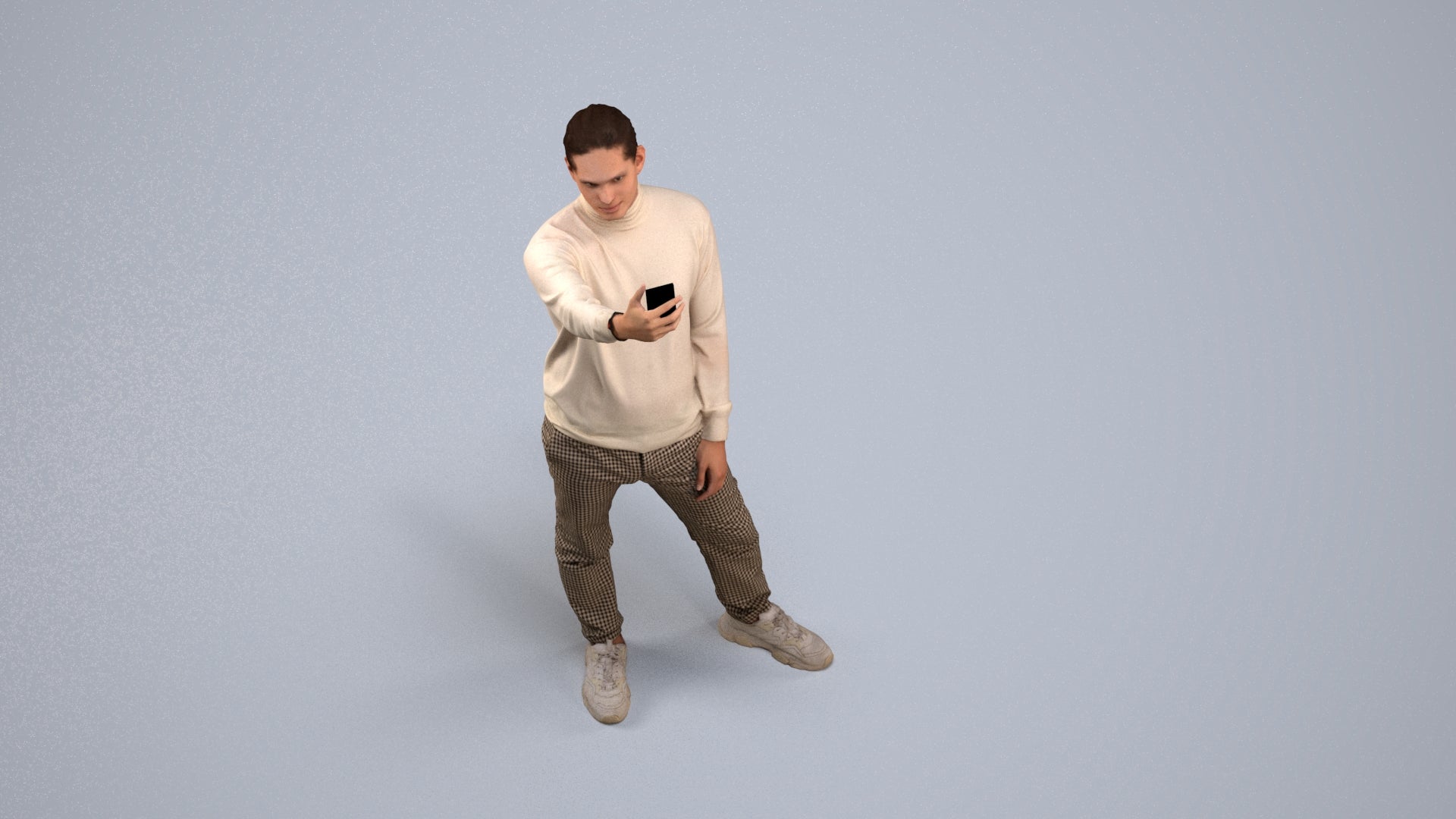 3D scanned man standing casual, photorealistic archviz people for Enscape and SketchUp, back view render