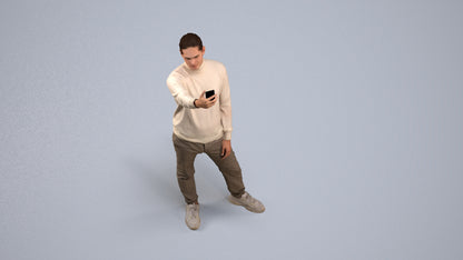 3D scanned man standing casual, photorealistic archviz people for Enscape and SketchUp, back view render