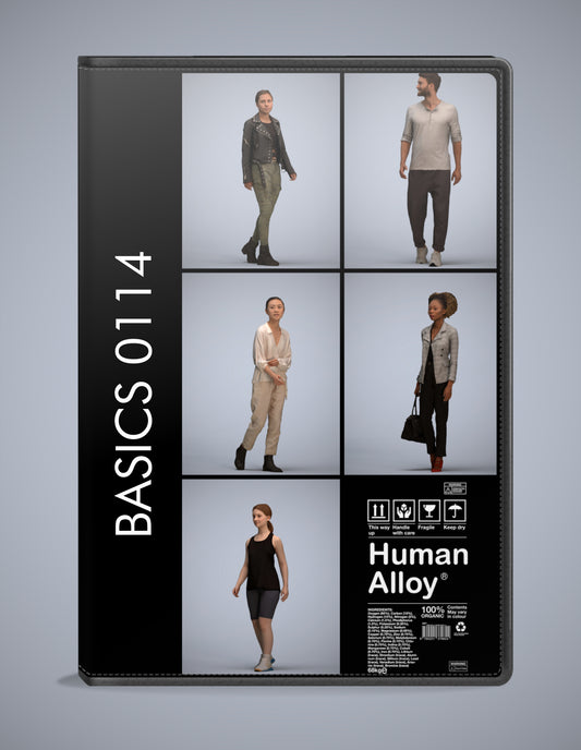 5x realistic 3D people walking pack, scanned archviz collection for Blender and 3ds Max