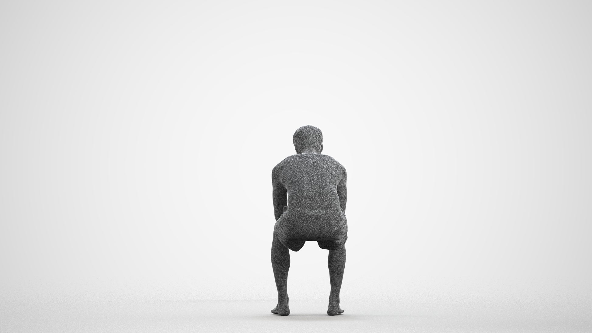 scanned 3D man pool, photogrammetry people for Enscape and V-Ray, wireframe front view