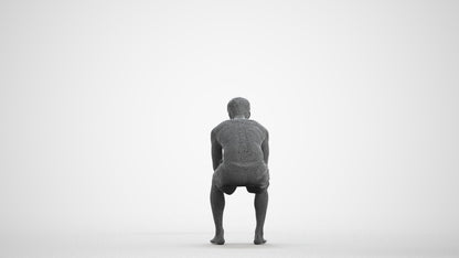 scanned 3D man pool, photogrammetry people for Enscape and V-Ray, wireframe front view