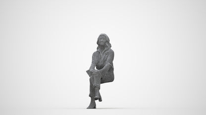 3D human model woman business formalaffairs, photogrammetry scanned person for archviz, wireframe back view