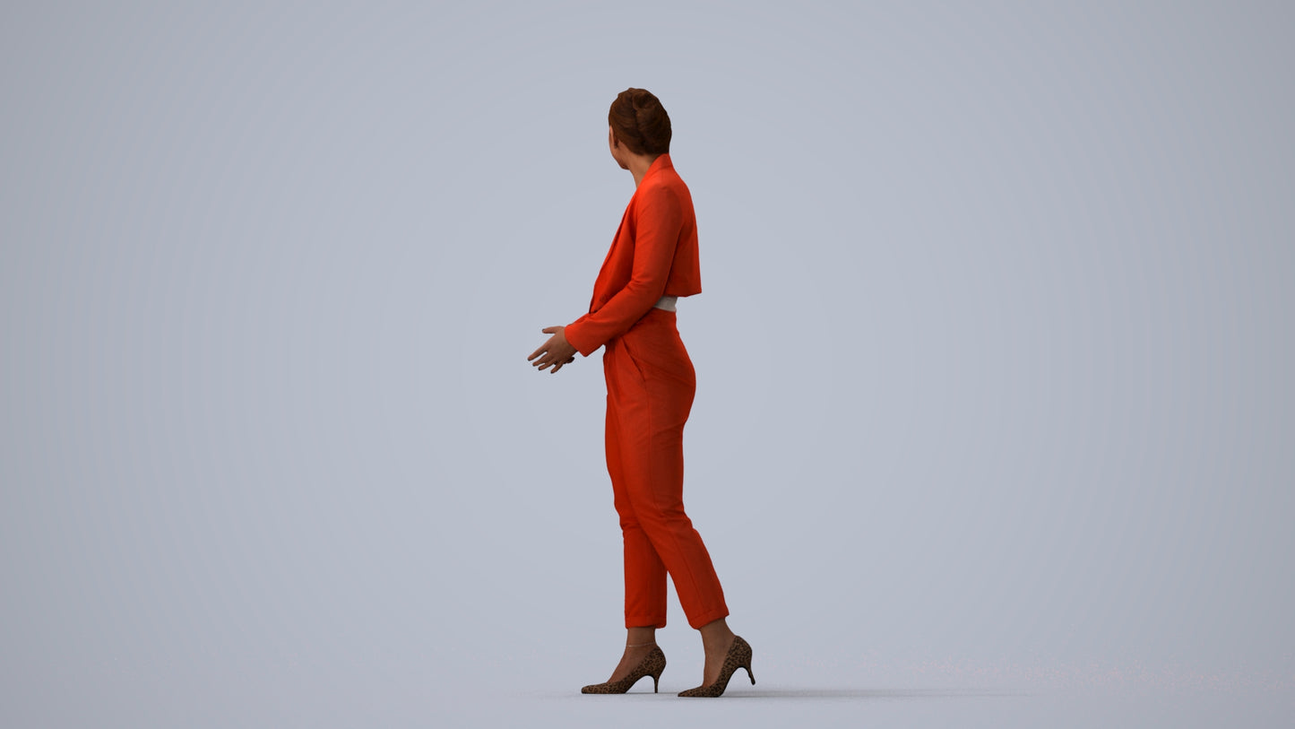 3D people model woman business, scanned human for 3ds Max rendering, three-quarter view render