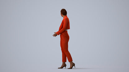 3D people model woman business, scanned human for 3ds Max rendering, three-quarter view render