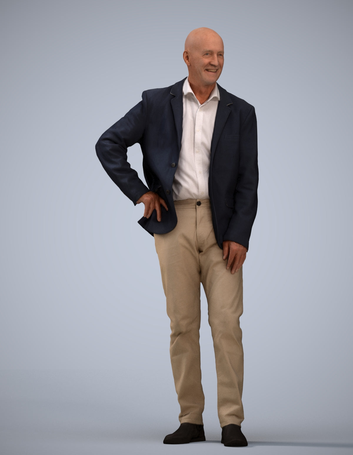 realistic 3D senior man business, scanned archviz people for Blender and 3ds Max