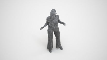 scanned 3D woman casual standing, photogrammetry people for Enscape and V-Ray, wireframe three-quarter view