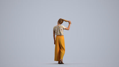 scanned 3D woman casual kids, photogrammetry people for Enscape and V-Ray, front view render