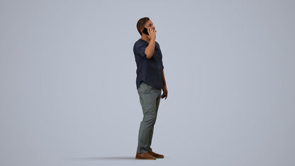 scanned 3D man casual standing, photogrammetry people for Enscape and V-Ray, side view render