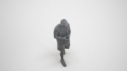 photogrammetry 3D man sport walking, realistic human model archviz FBX, wireframe three-quarter view