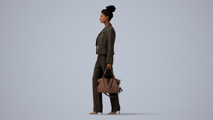 realistic 3D woman business walking, scanned archviz people for Blender and 3ds Max, three-quarter view render