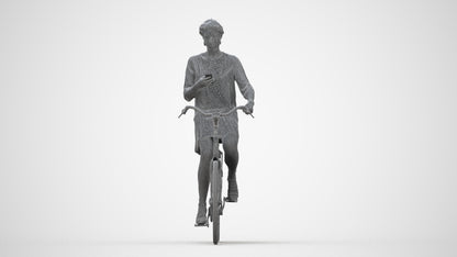 photogrammetry 3D woman casual cycling, realistic human model archviz FBX, wireframe back view