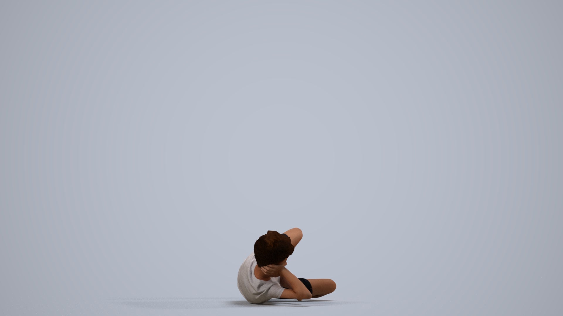 3D people model boy casual kids, scanned human for 3ds Max rendering, side view render