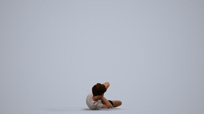 3D people model boy casual kids, scanned human for 3ds Max rendering, side view render