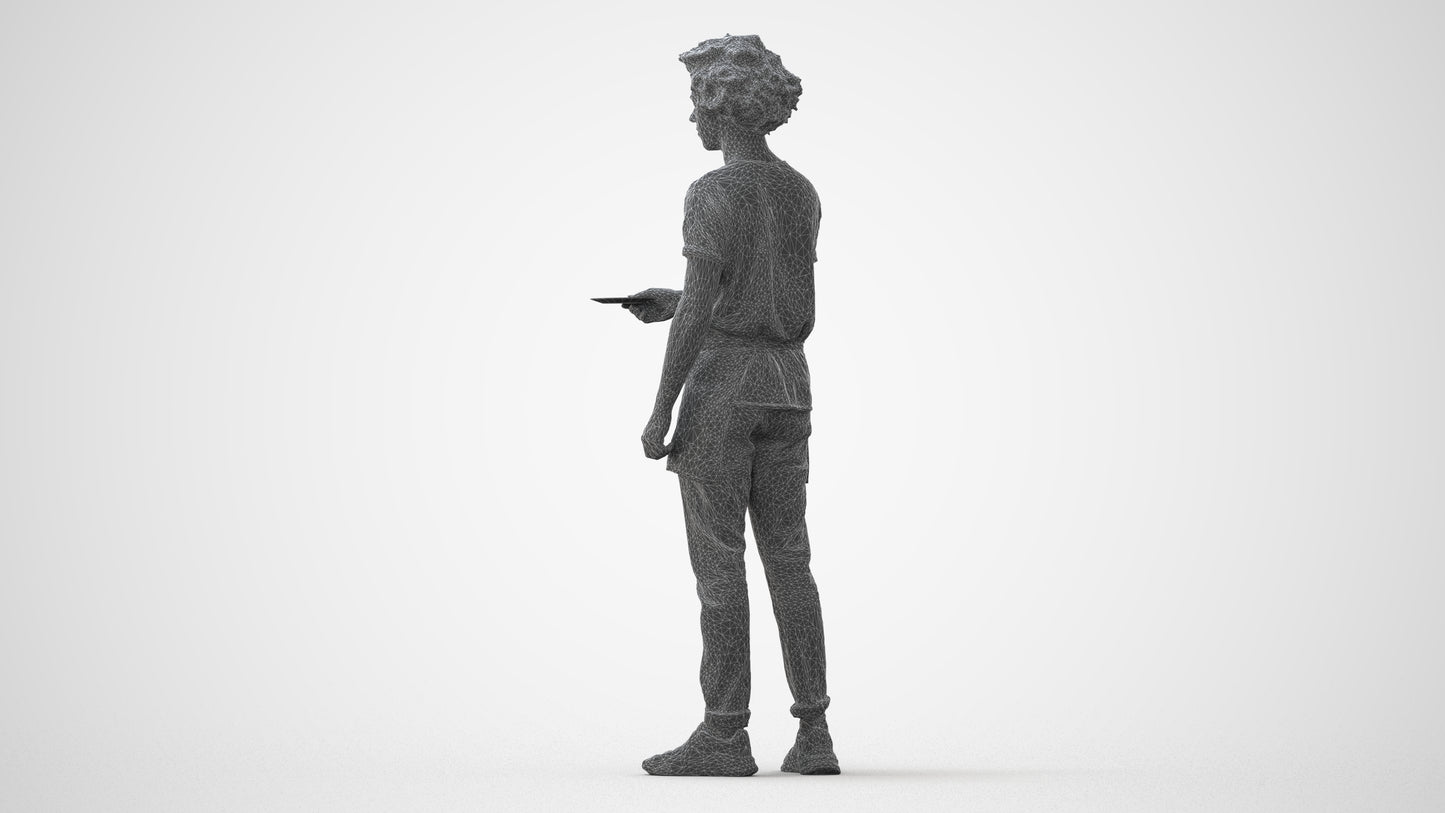 realistic 3D human man door, archviz people FBX OBJ for Blender, square thumbnail