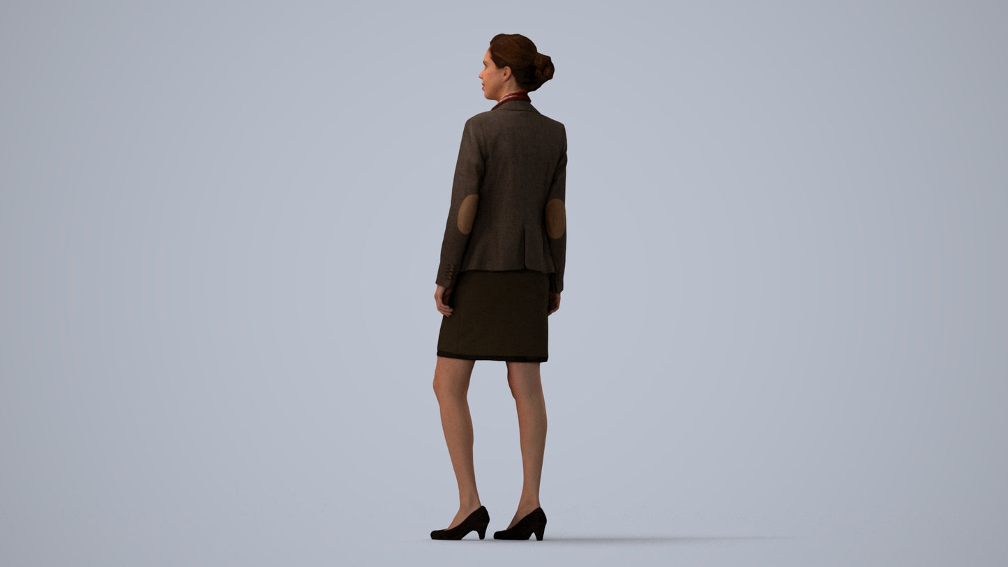 realistic 3D people woman business, render-ready for V-Ray and Corona, FBX OBJ, three-quarter view render