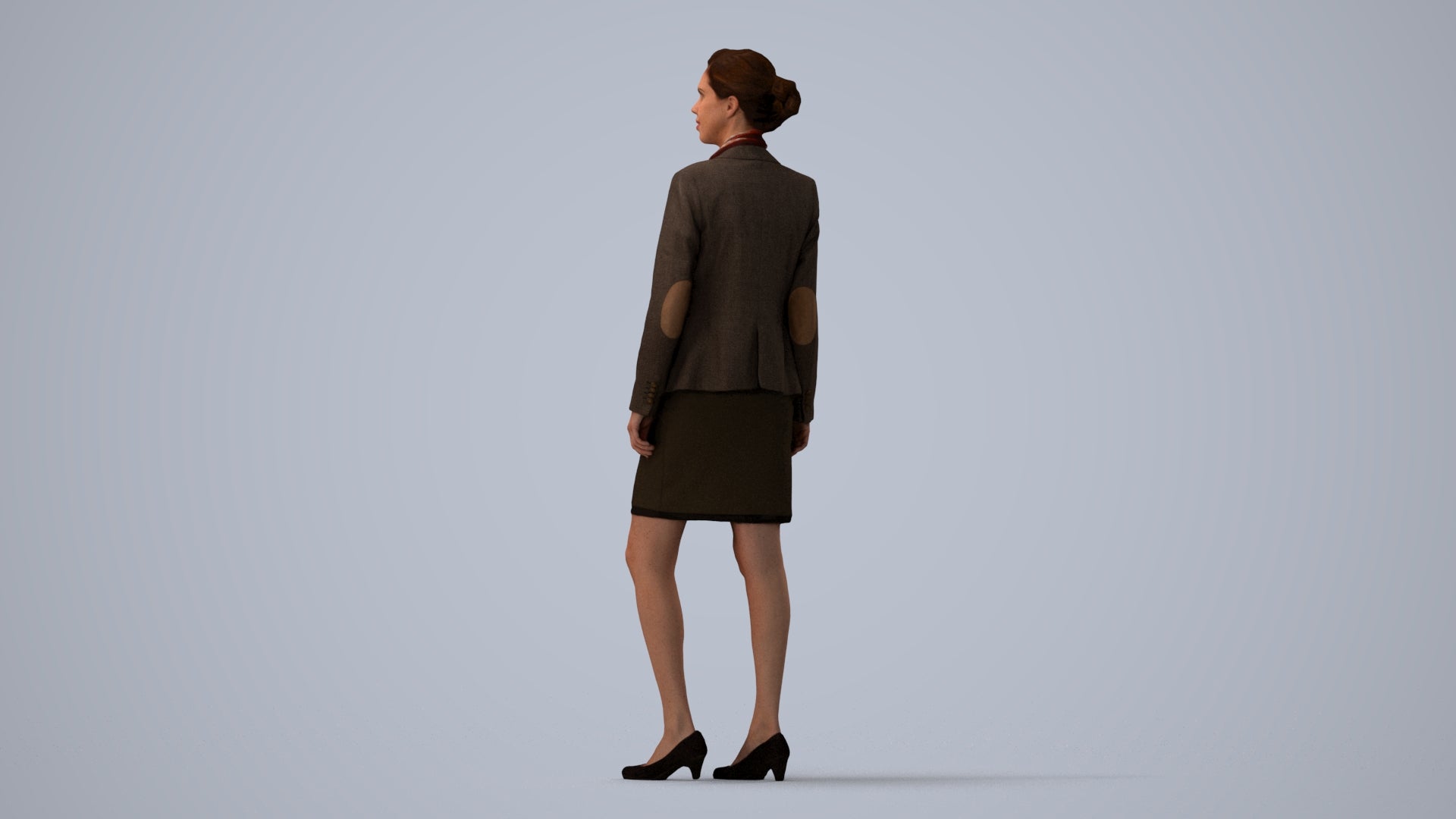 realistic 3D people woman business, render-ready for V-Ray and Corona, FBX OBJ, three-quarter view render