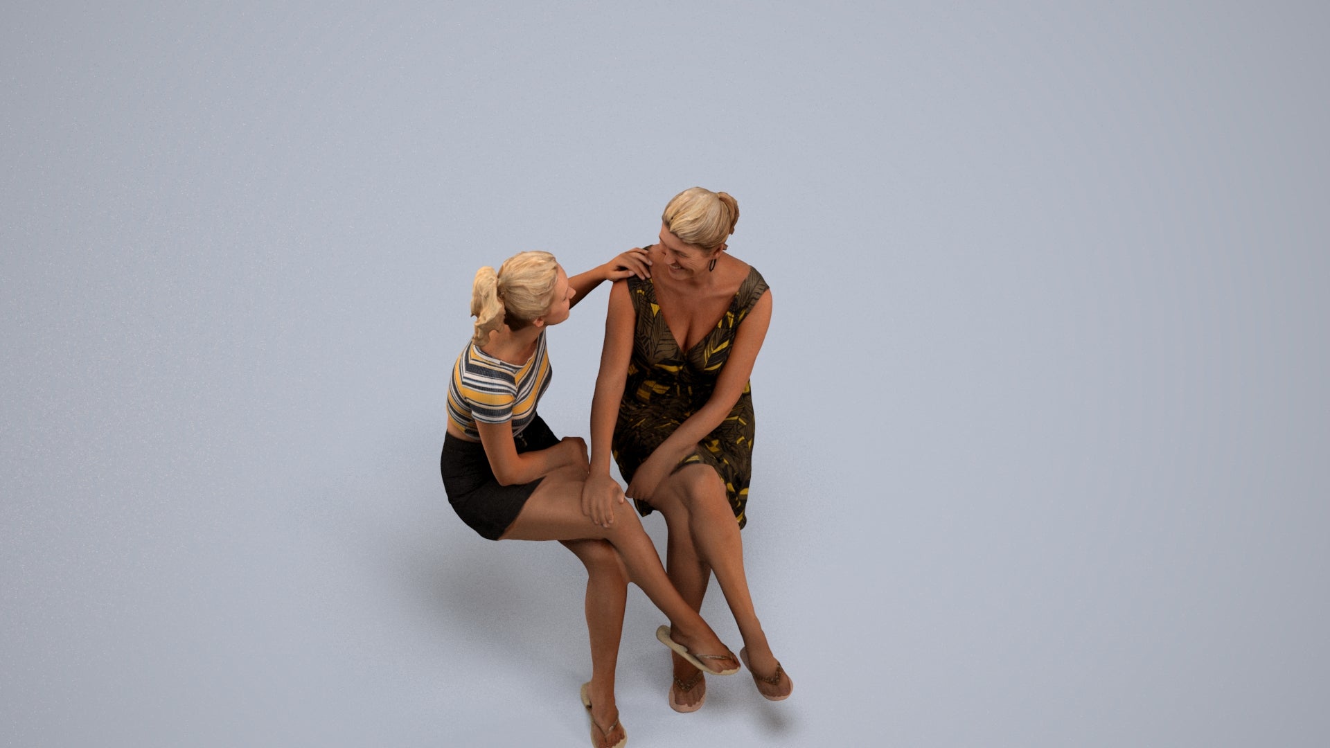 3D people model woman casual couple, scanned human for 3ds Max rendering, back view render